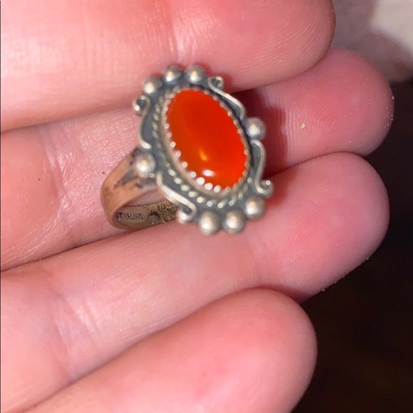 925 Sterling silver vintage ring carnelian - Picture 8 of 9